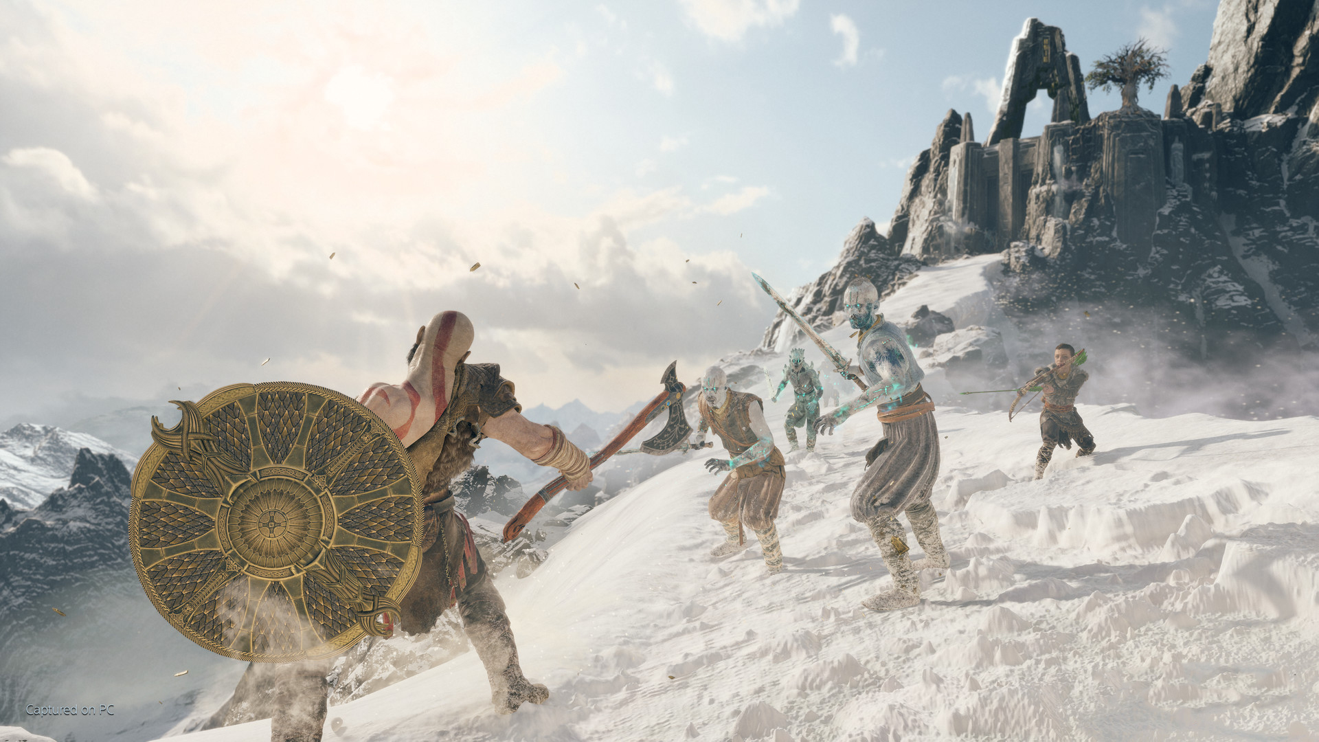 Kratos and Atreus face off against white walkers